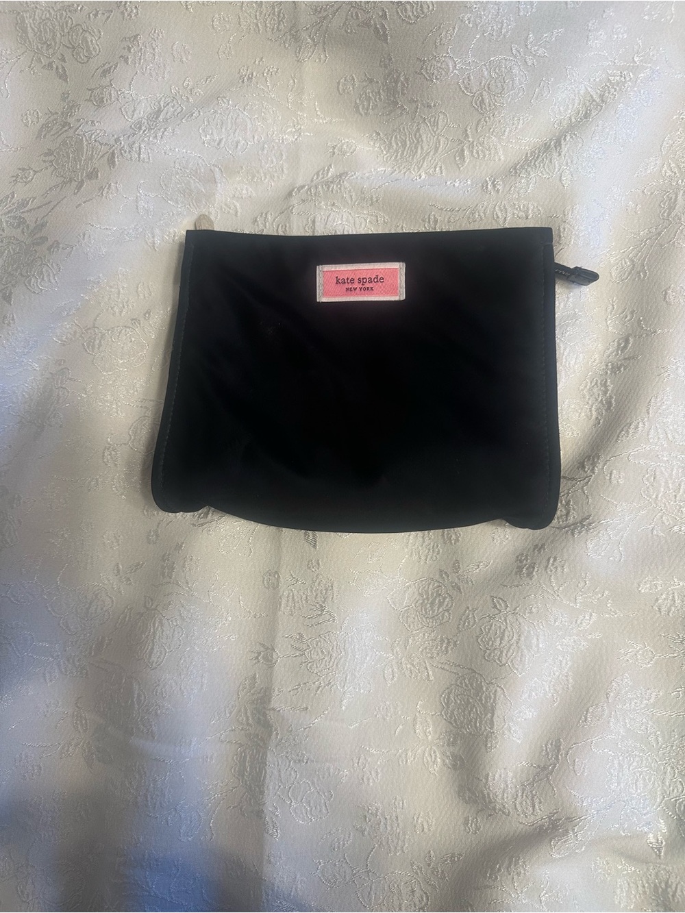 kate spade Black Cosmetic Pouch with Pink Logo Patch